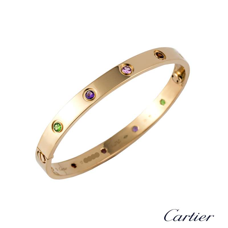 Cartier 18k Rose Gold Coloured Stones Love Bangle B&P B6036517 Cartier 18k Rose Gold Coloured Stones Love Bangle B&P B6036517